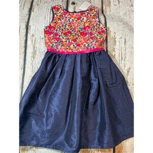 Atun Navy Embroidered Dress NWT